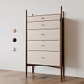 Modern Five Drawer Chest With Light Wood Drawers Dark Frame And Metal Handles