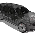 3D Model of SUV Car Interior View With Open Doors Seats And Wheel Design