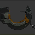 Black Motorcycle With Orange Seat And Red Accents Futuristic Sci Fi Design