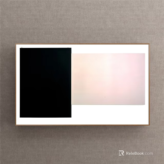 Framed Wall Art With Black And Light Pink Sections In Gold Frame 3d model