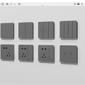 Modern Gray Switch Panels With Various Styles Sockets And Sleek Design 3d model