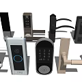 Various Modern Door Handles With Digital Keypad Camera And Security Features For Home Use 3d model
