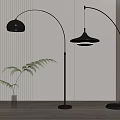 Modern Floor Lamps With Curved Metal Stands And Different Shade Designs In Interior
