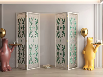 Jane European carved glass door folding glass door solid wood door kitchen door 3d model
