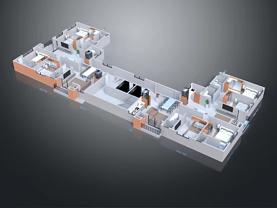 Cartoon Style Apartment Floor Plan Showing Multiple Rooms And Furniture Details 3d model