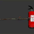 Red Fire Extinguisher With Hose Nozzle And Safety Instruction Label For Home Use