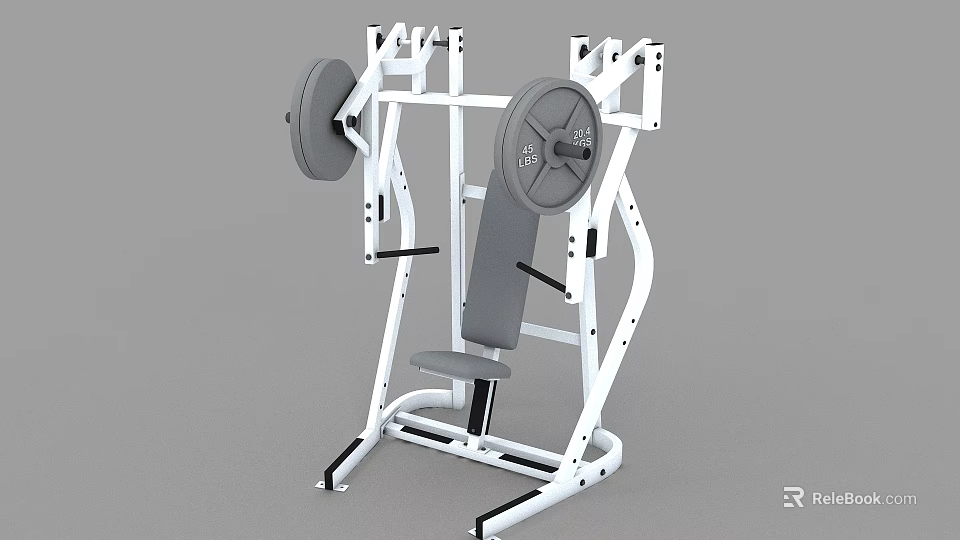 Sports Equipment Seated Chest Press Machine with White Frame and Gray Seat for Fitness Training 3d model 