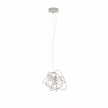 Doodle Style Modern Chandelier with Intricate Metal Wire Structure and Glowing Bulb