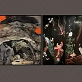 Two Art Paintings Featuring Orange Black Backgrounds Peacock Egret And Floral Designs