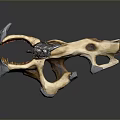 Fantasy Ornate Bone Weapon With Metal Components And Red Glowing Core Design