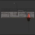Concrete Column Structure With Wooden Deck Black Railings And Red Buoy