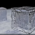 Transparent Cube With Metal Grid Structure Illuminated By Purple Light Effect 3d model