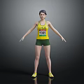 3D Rendered USA Athlete Wearing 1985 Number Vest Green Shorts And Yellow Shoes