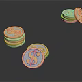 Stacked Gold Coin Inspired Jewelry Accessories With Shiny Metallic Surface And Dollar Signs