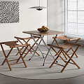 Modern folding dining table and chair combination 3d model