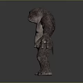 Giant Muscular Game Movie Character With Rough Skin And Fierce Expression Standing Pose