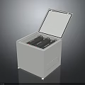 Durable White Equipment Enclosure with Open Lid and Internal Black Electronic Modules 3d model
