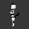 Cute Black White Cat Shaped Robot With Large Eyes And Open Arms