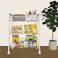 Wire Storage Shelf Organizing Lay's Chips Corn Flakes Canned Goods And Snack Boxes In Kitchen 3d model