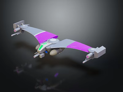 Modern Purple and Gray Passenger Plane With Aerodynamic Wings and 3D Render Design 3d model