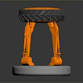 Functional Vehicle Model With Orange Mechanical Arms Shovel Black Tire And Stable White Base