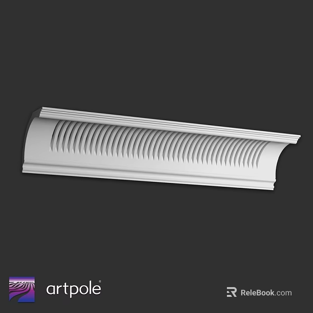 White Decorative Architectural Component with Linear Grooves for Interior Decoration 3d model 