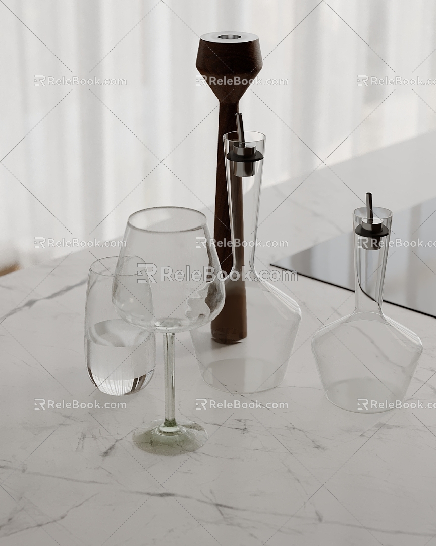 Modern ornaments combination kitchen utensils goblet combination water cup 3d model