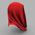 Vibrant Red Headscarf 3D Model With Detailed Silk Drapery And Gray Backdrop