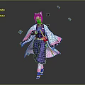 Magical Character In Purple Outfit With Bow Accents And Blue Butterflies Flying Around
