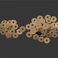 Golden Geometric Abstract Sculpture Pieces With Hollow Hexagon And Circle Shapes