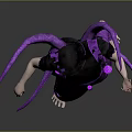 Unique Character In Purple Costume With Black Hat Octopus Tentacle Decorations And Purple Cane
