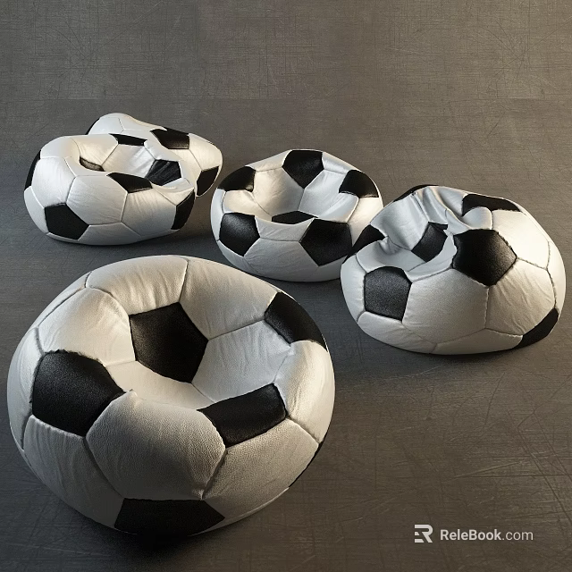 Black and White Soccer Ball Shaped Bean Bag Chairs for Living Room Decor 3d model 