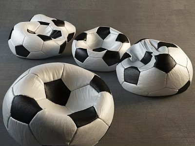 Black and White Soccer Ball Shaped Bean Bag Chairs for Living Room Decor 3d model
