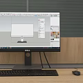 Modern Public Office Space Interior With Wooden Partitions Computer Monitors And Black Office Chairs