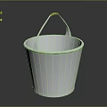 Practical Metal Bucket With Silver Body And Orange Handle For Home Daily Use