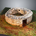 Scenic View of Ancient Circular Stone Structure on Grass and Dirt Ground