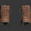 Brown Leather Work Boots With Lace Up Design Thick Soles And Gray Cuffs
