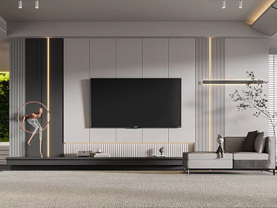 Modern TV background wall 3d model