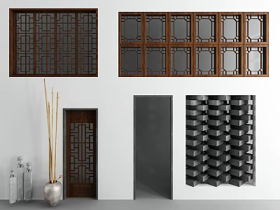 Traditional Casement Window With Wooden Grid Design And Clear Glass Panels For Home 3d model