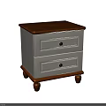Two Drawer Nightstand With White Cabinet Wooden Top And Metal Knobs 3d model