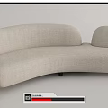 Modern Curved Sectional Sofa With Linen Fabric And Wooden Side Table