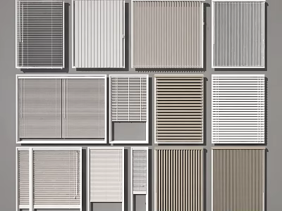 Various Window Blinds With Different Styles And Color Options For Home Decor 3d model