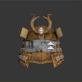 Intricate Rusted Metal Samurai Helmet Sculpture With Horns And Geometric Patterns