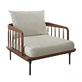 Modern Accent Chair with Wooden Frame Light Gray Cushion and Metal Legs