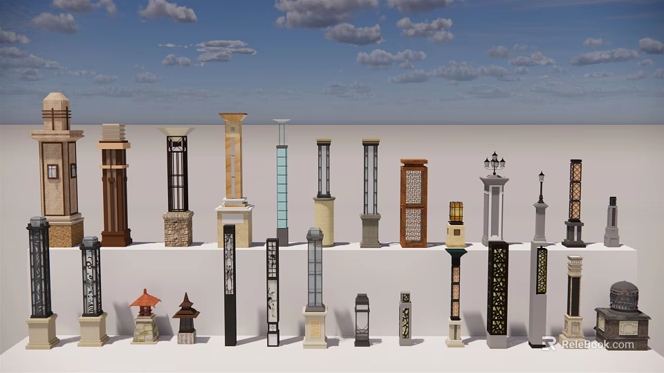 Various Outdoor Lights With Modern Classic And Decorative Designs For Gardens 3d model 