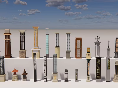 Various Outdoor Lights With Modern Classic And Decorative Designs For Gardens 3d model