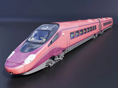 Pink High-Speed Train With Modern Streamlined Design Multiple Carriages And Clear Windows 3d model