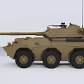 Military Functional Vehicle With Long Barrel Weapon And Six Wheels Armored Structure