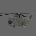 Military Green Helicopter With Large Rotors And Transport Aircraft Design