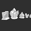 White Crystal Geometric Shapes In Different Sizes Arranged On Dark Background
